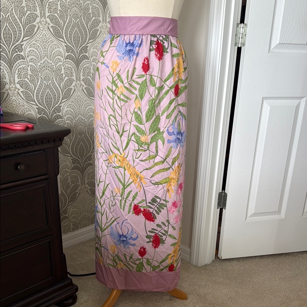Floral Maxi Skirt in Pink and Multicolor sarong one size